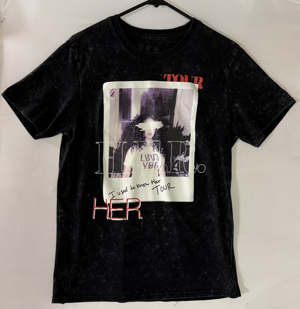 H.E.R. I Used To Know Her Tour Graphic Tee Black Acid Wash A132